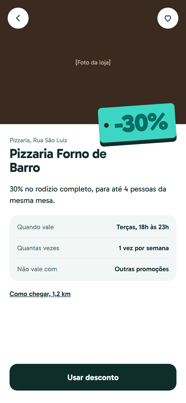 Tela de uma oferta com as regras do desconto
